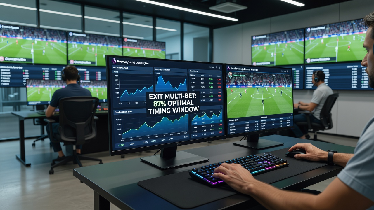 Close-up of betting app dashboard highlighting cash-out timing during a Championship match broadcast transition