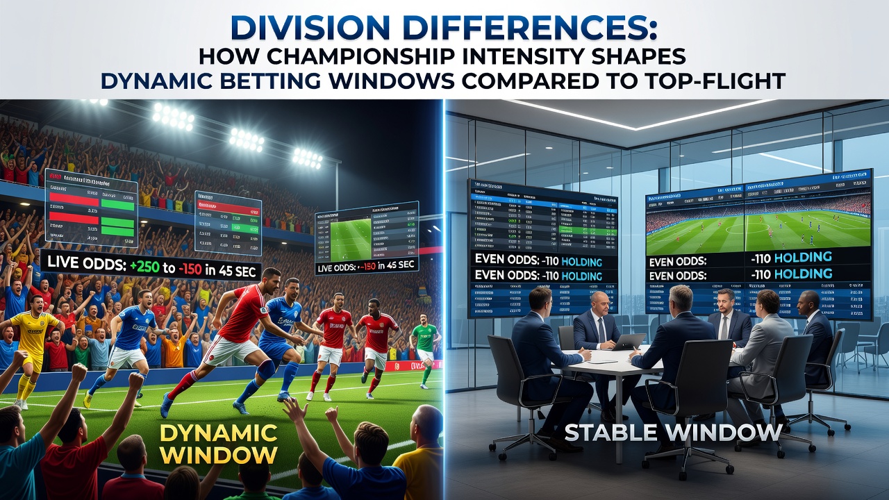 Live odds charts showing volatility differences between divisions in English football