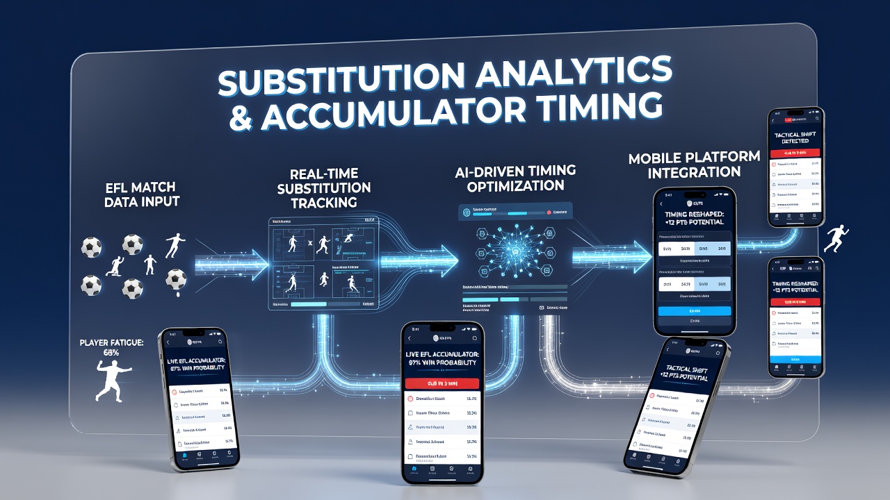 Mobile betting interface displaying real-time EFL substitution data and accumulator odds adjustments