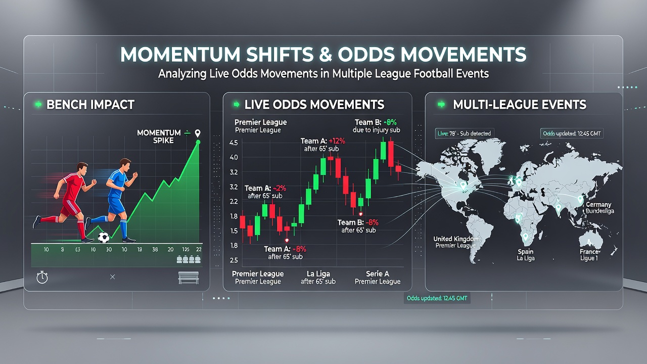 Close-up of a manager signaling a substitution while live betting graphs update on mobile screens