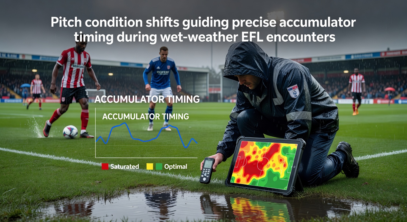 Waterlogged pitch during an EFL match with players adapting to slippery conditions