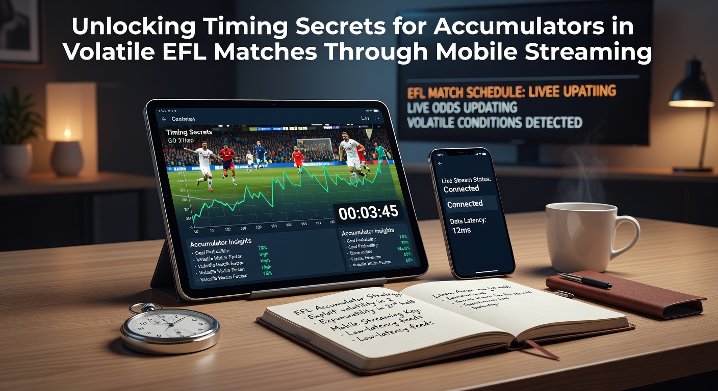 Mobile streaming interface showing live EFL match statistics and accumulator options during a volatile league encounter