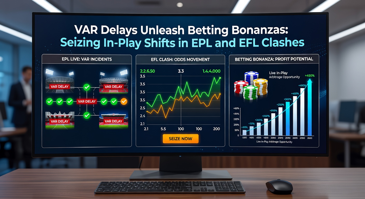Live betting interface showing dramatic odds changes during a VAR delay in an EFL Championship match, with multiple markets updating rapidly